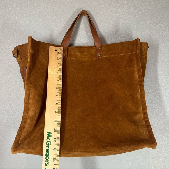 PARKER THATCH Mimi XL Carmel Suede Tote Zip Top Closure - Picture 11 of 16
